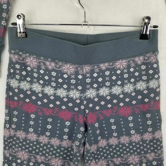 Victorias Secret Thermal Henley PJ Set Small Gray Pink White Waffle Knit Pajamas - Picture 6 of 13